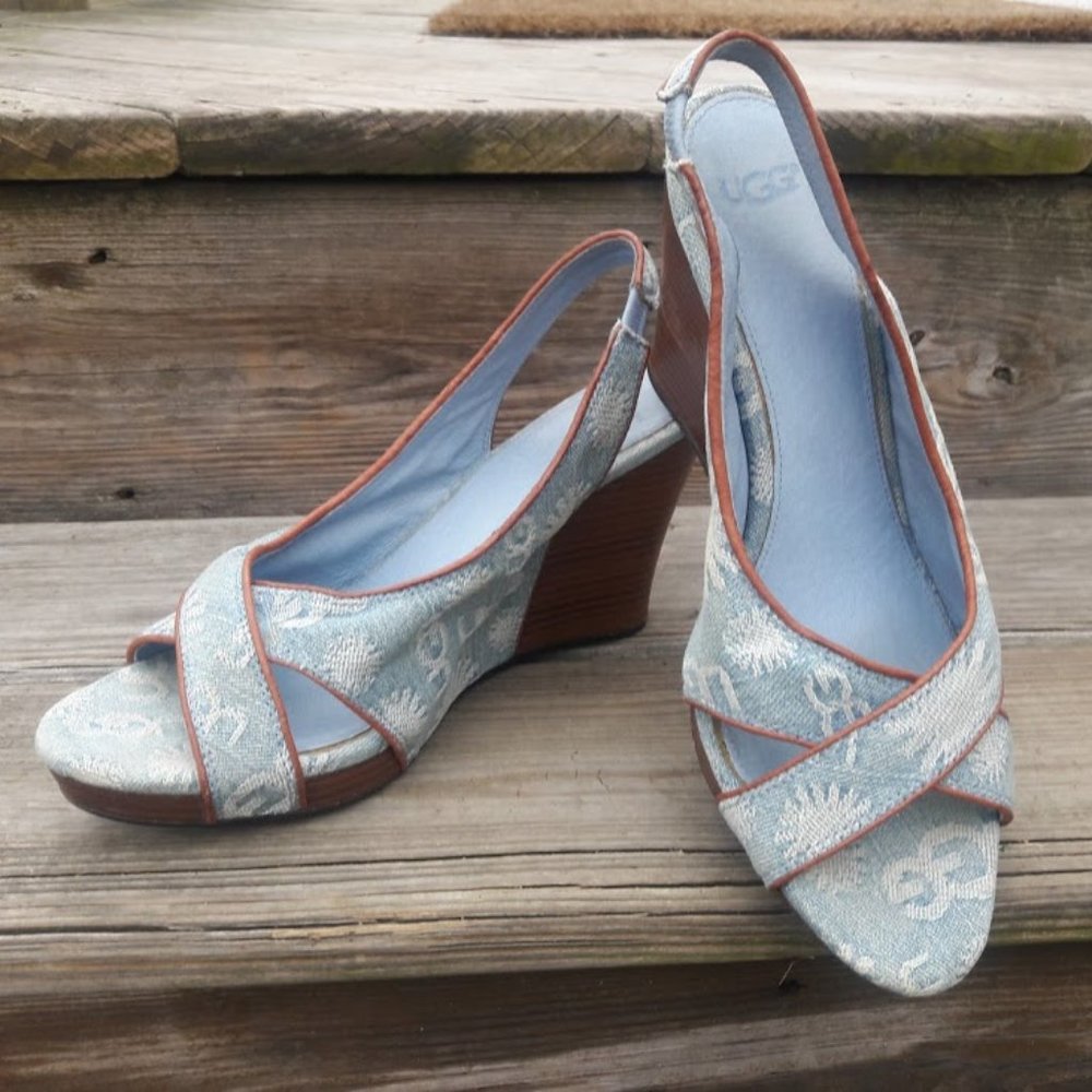 Ugg Hazel Women's Denim Blue Wedge Platform Sandal